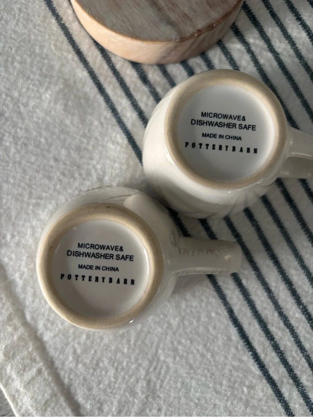 🍃🦋 Pottery Barn Cream Espresso Mugs - Set of 2